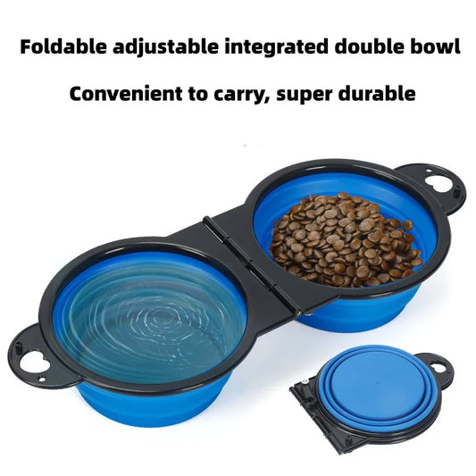 1-piece 2-in-1 foldable dual portable bowl
